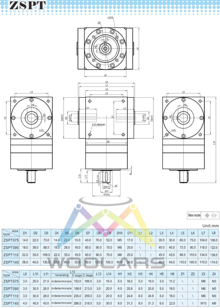 3 ouput shaft gearbox reducer