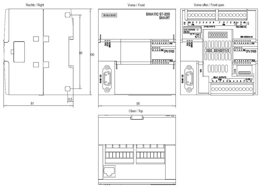 6ES7288-1SR20-0AA0 Drawing