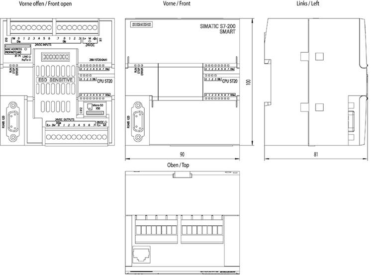 6ES7288-1ST20-0AA1 drawing