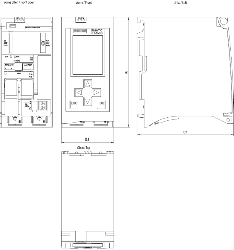 S7-1500 6ES7515-2AM01-0AB0 drawing