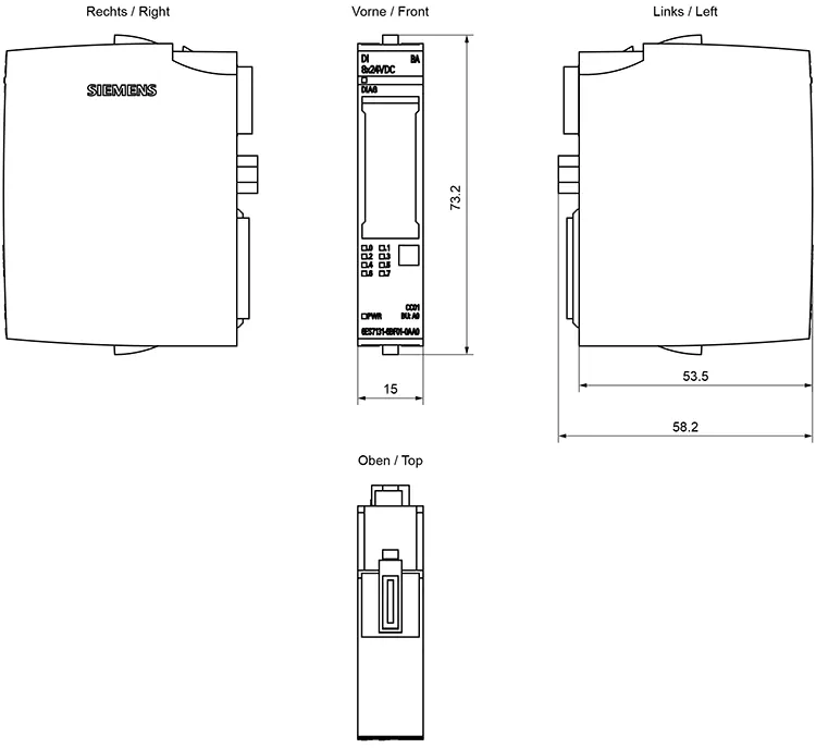 Siemens ET200SP 6ES7131-6BF01-0AA0 Dimension