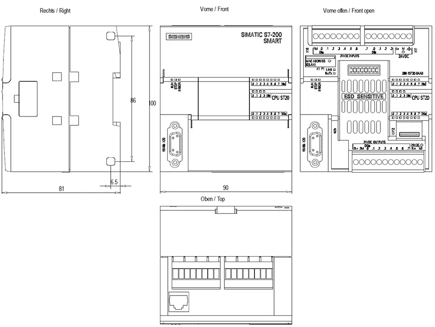 6ES7288-1ST20-0AA0 drawing